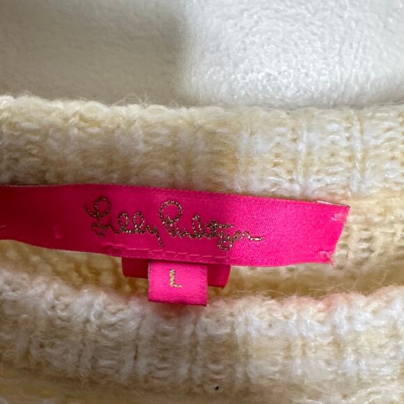 LILLY PULITZER Corabelle Sweater Pale Butter Yellow Sz L $118 {V38} - Picture 4 of 6